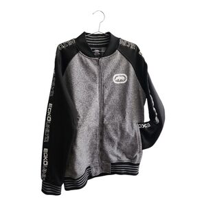 Ecko Unltd. Full Zip-Up Sweater Men Large Gray Fleece Warm Pockets Light Jacket